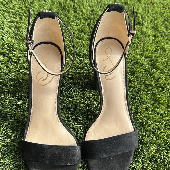 Sam Edelman Womens Heeled Sandals Yaro Black Suede Size 7.5 - Picture 3 of 8